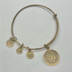 Alex and Ani Gold Tone Brass Charm Bracelet Initial D Cuff